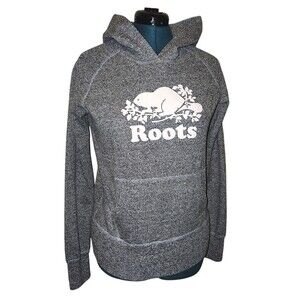 Roots Women's Hoodie Sweatshirt Original Kanga Gray Size SP Canada Beaver
